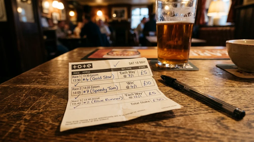 Bet slip showing a four-fold horse racing accumulator with compounding odds